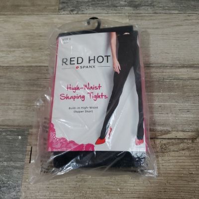 RED HOT by SPANX High Waist Shaping Tights 1838 Size 2 Black Pantyhose NEW